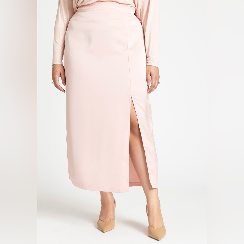 Eloquii Satin Slit Skirt - Size 20 - Light Pink